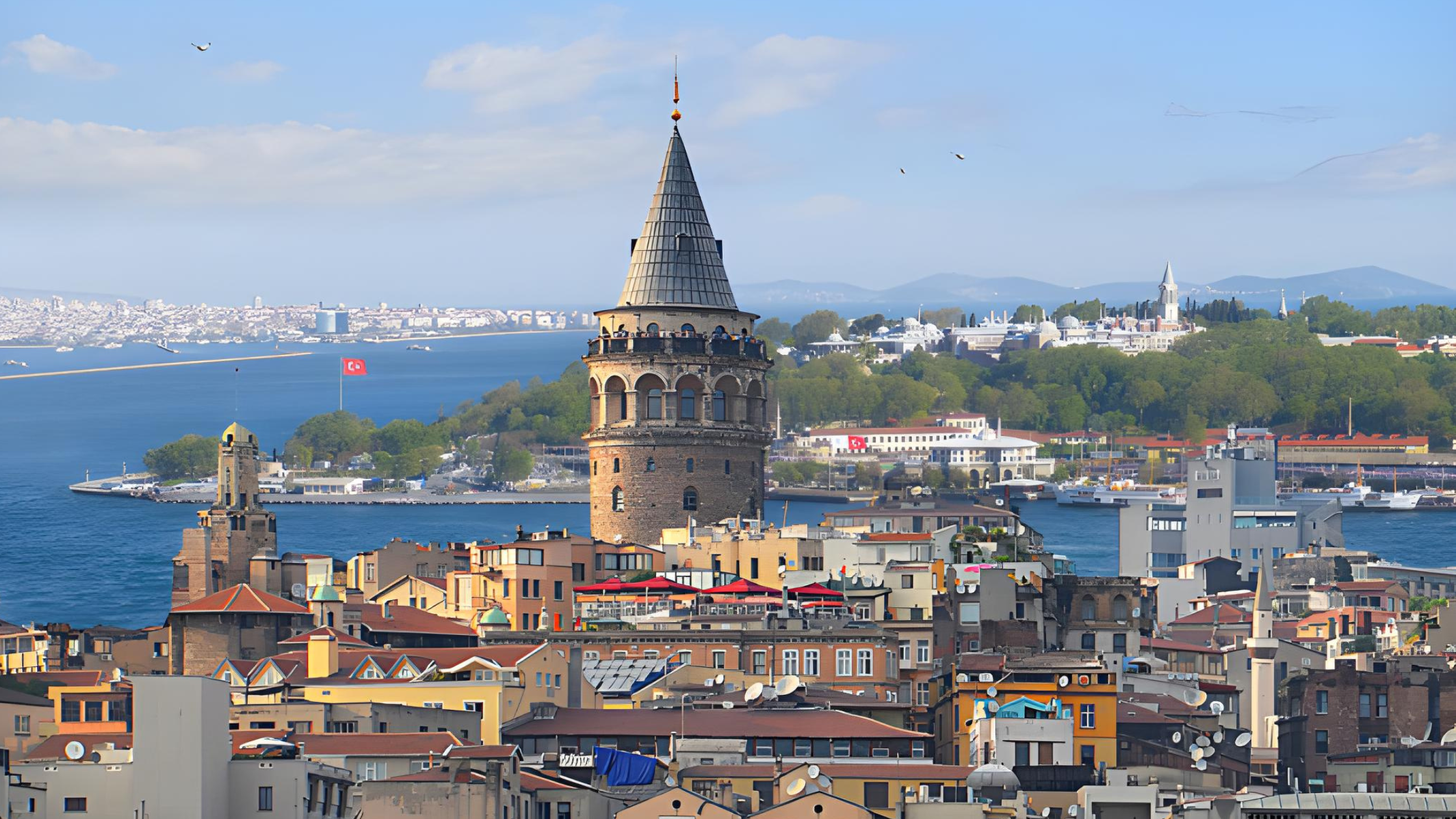 A breathtaking view of Istanbul, featuring the Bosphorus, Hagia Sophia, and Blue Mosque – a must-visit destination in this Istanbul Travel Guide."