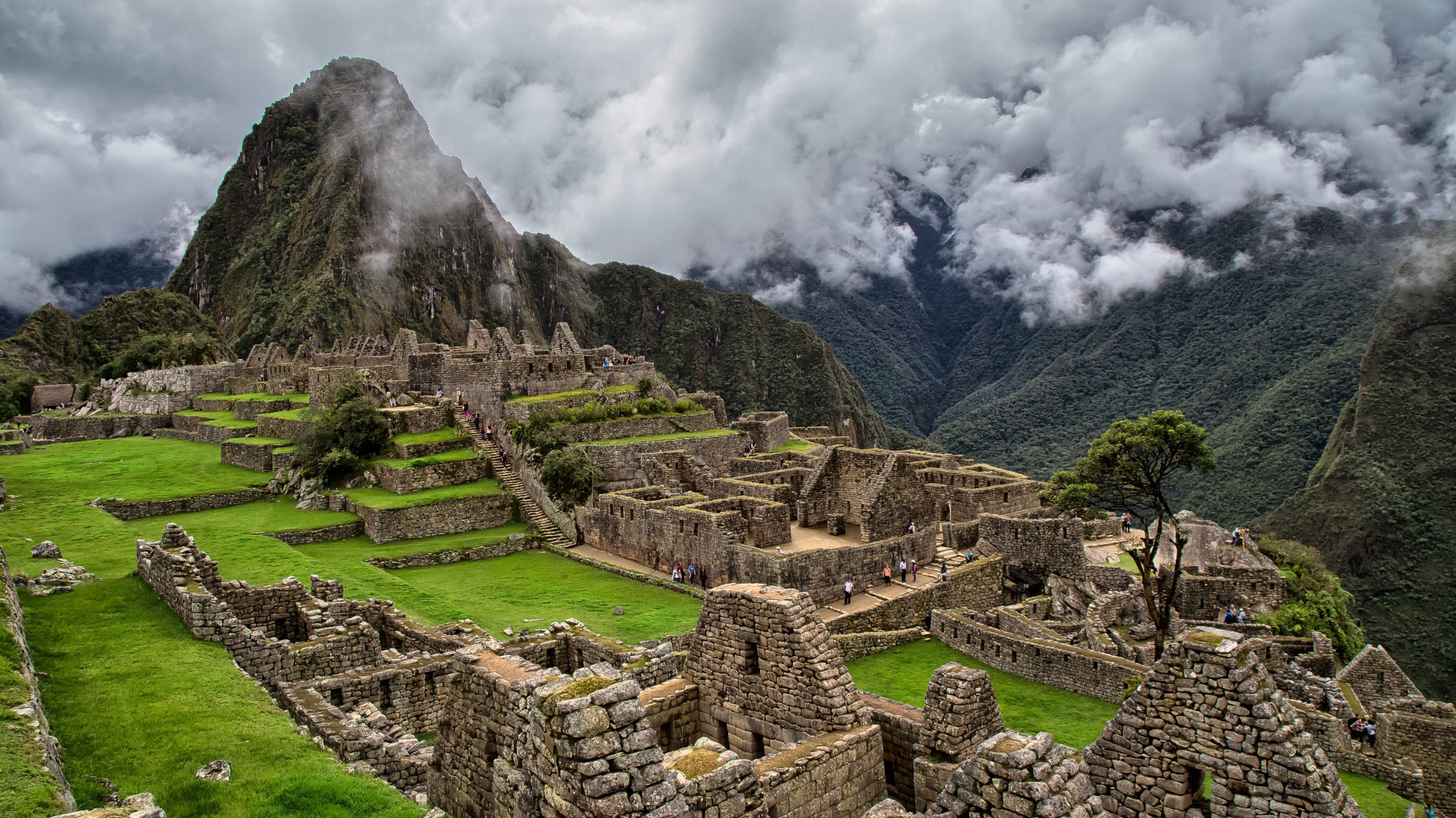 A breathtaking view of Machu Picchu, showcasing the ancient Incan ruins surrounded by lush green mountains, a must-visit destination for travelers exploring Peru